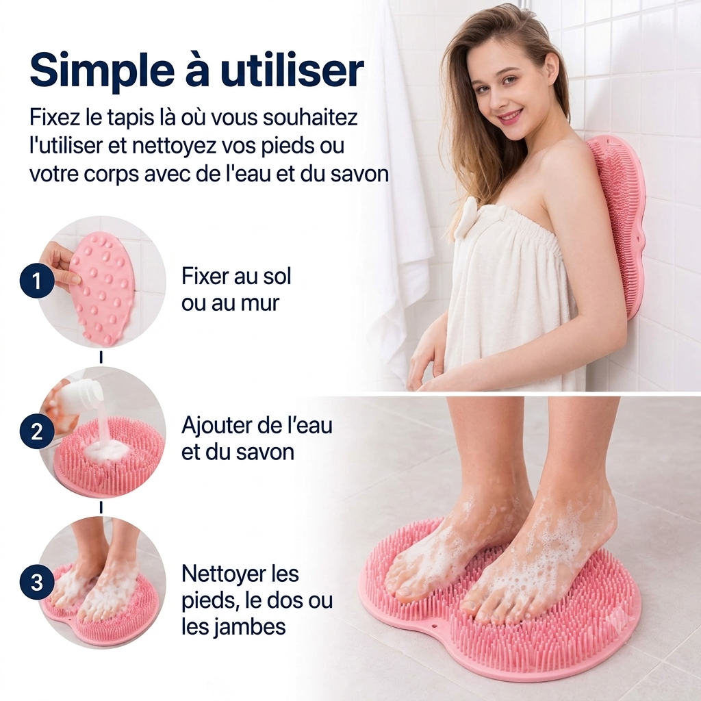 Tapis de gommage pour les pieds et le corps sous la douche