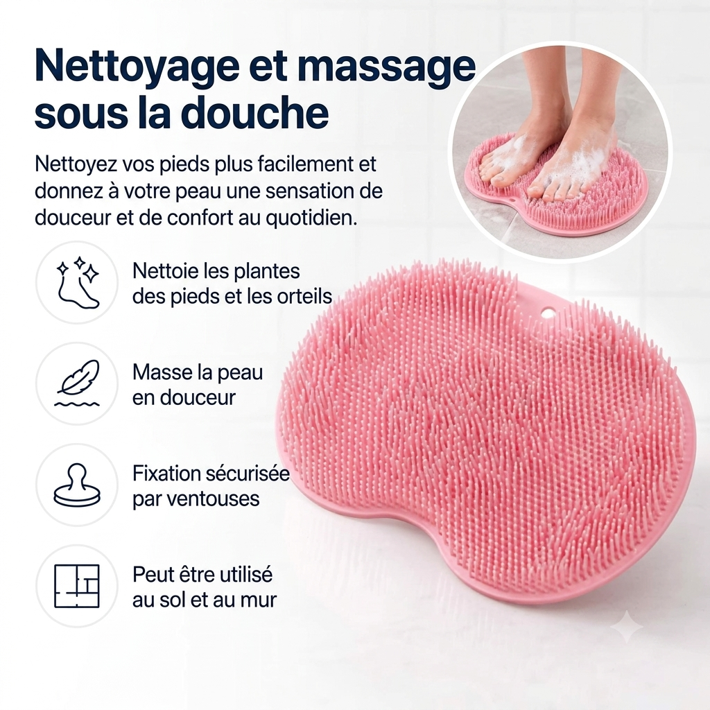 Tapis de gommage pour les pieds et le corps sous la douche